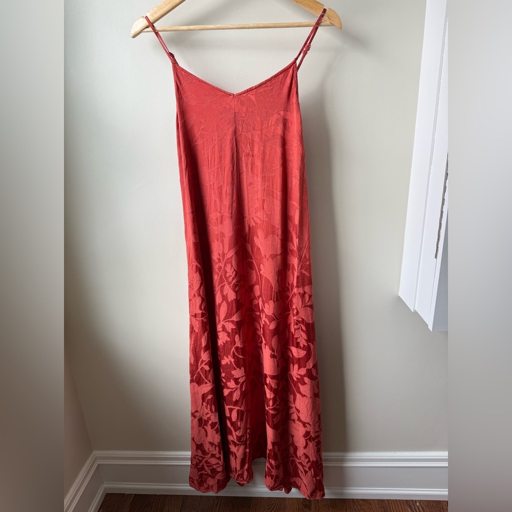 FRNCH PARIS Cibilla Brick Slip Dress‎ Floral Jacquard Satin Midi Romantic M